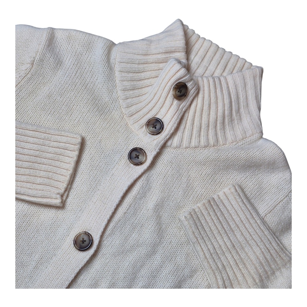 Lands' End Womens L Lambs Wool Angora Cashmere Cardigan Sweater Ivory NWOT